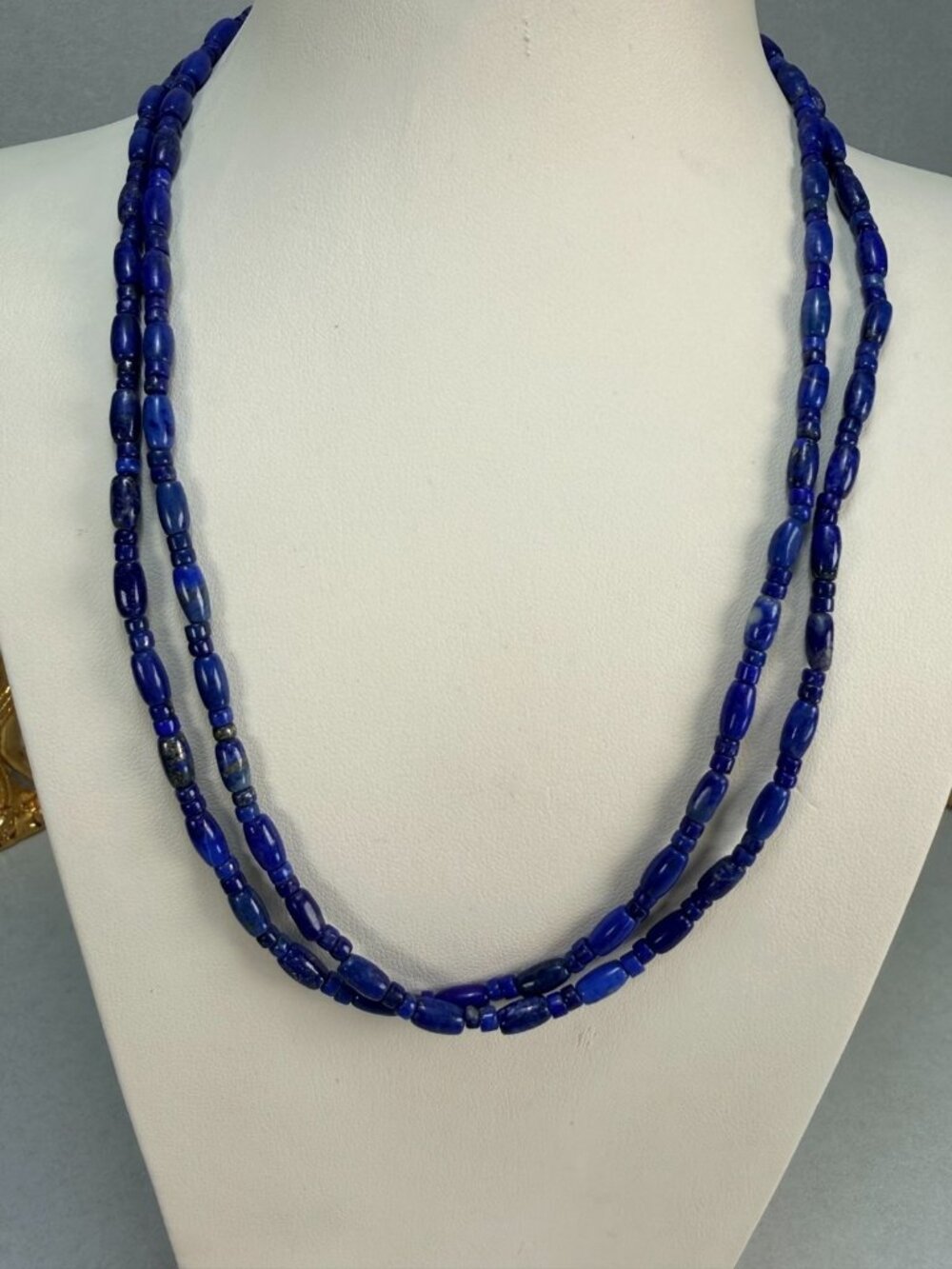 Vintage DTR Jay King Lapis Lazuli Double Strand Sterling Necklace 925